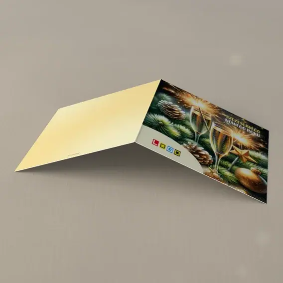 Kartka świąteczna z logo BN2-425 Wieczorny toast przy szyszkach, tył