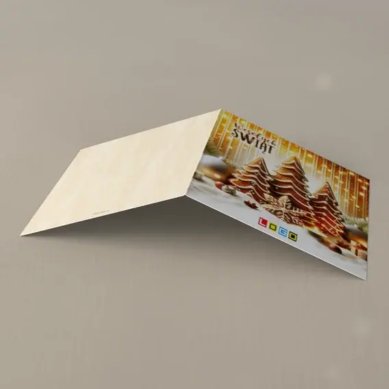 Kartka świąteczna z logo BN2-427 Trójka wypieków w białej glazurze, tył