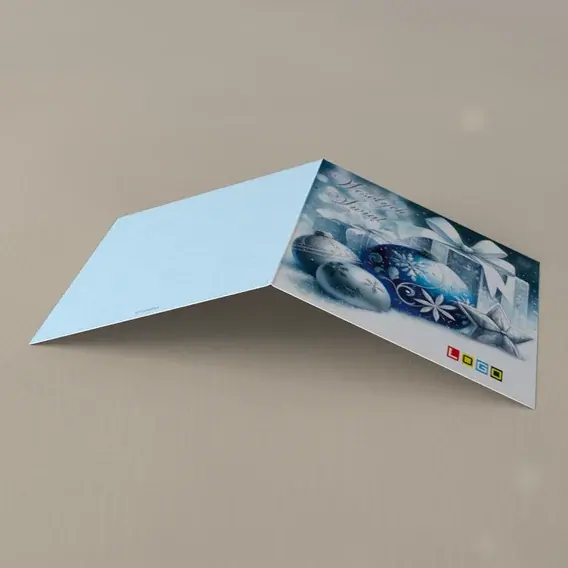 Kartka świąteczna z logo BN2-429 Trio ozdób ze śnieżynkami, tył