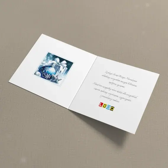 Kartka świąteczna z logo BN2-429 Trio ozdób ze śnieżynkami, wnętrze