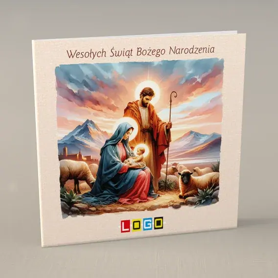 Kartka świąteczna z logo BN2-432 Pasterze wokół żłóbka, przód
