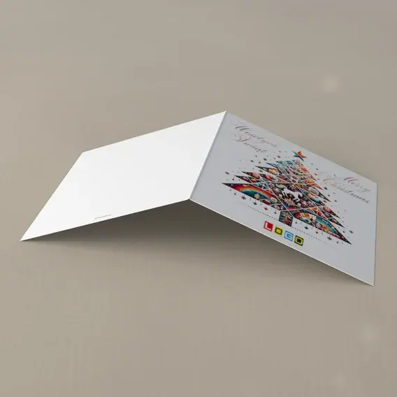 Kartka świąteczna z logo BN2-447 Mozaika w kształcie choinki, tył