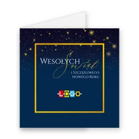 Kartka świąteczna z logo BN2-456 Piaskowa ramka i granatowa głębia, okładka