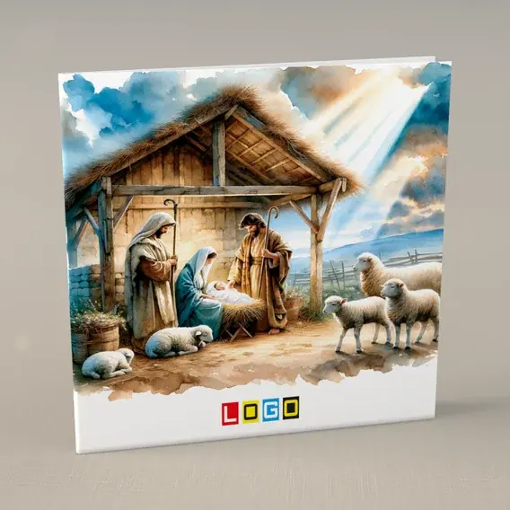 Kartka świąteczna z logo BN2-457 Pastoralna stajenka pod niebem, przód