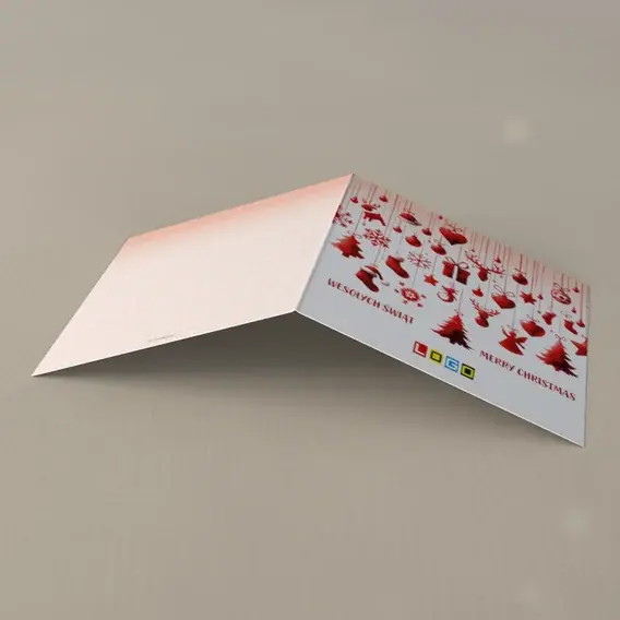 Kartka świąteczna z logo BN2-464 Girlanda z czerwonych zawieszek, tył