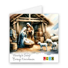 BN2-469 Szopka z drewna i słomy · Okładka Kartka świąteczna z logo BN2-469 Szopka z drewna i słomy, okładka