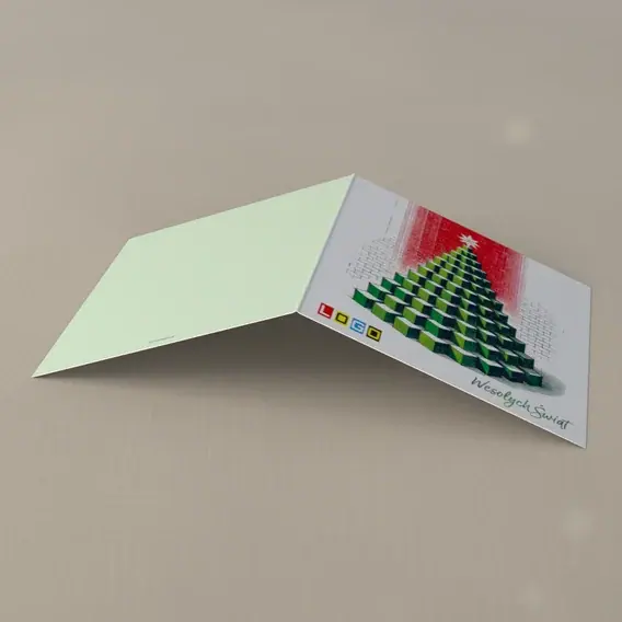 Kartka świąteczna z logo BN2-473 Choinka z zielonych brył, tył