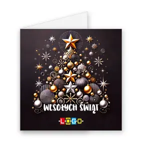 BN2-478 Kulki i gwiazdy w mroku · Okładka Kartka świąteczna z logo BN2-478 Kulki i gwiazdy w mroku, okładka