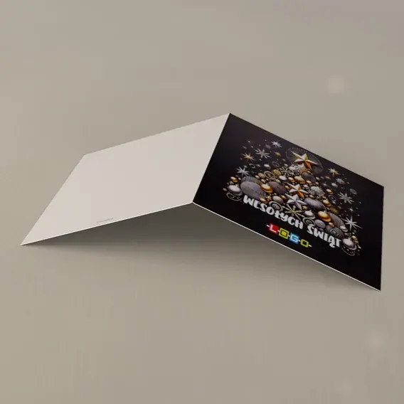 Kartka świąteczna z logo BN2-478 Kulki i gwiazdy w mroku, tył