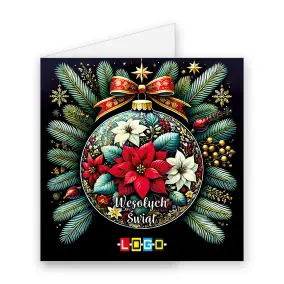 BN2-479 Kwiatowy ornament ze wstęgą · Okładka Kartka świąteczna z logo BN2-479 Kwiatowy ornament ze wstęgą, okładka