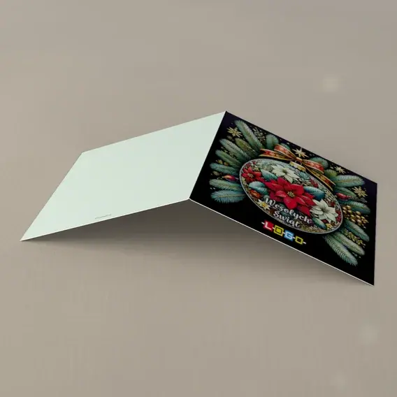 Kartka świąteczna z logo BN2-479 Kwiatowy ornament ze wstęgą, tył