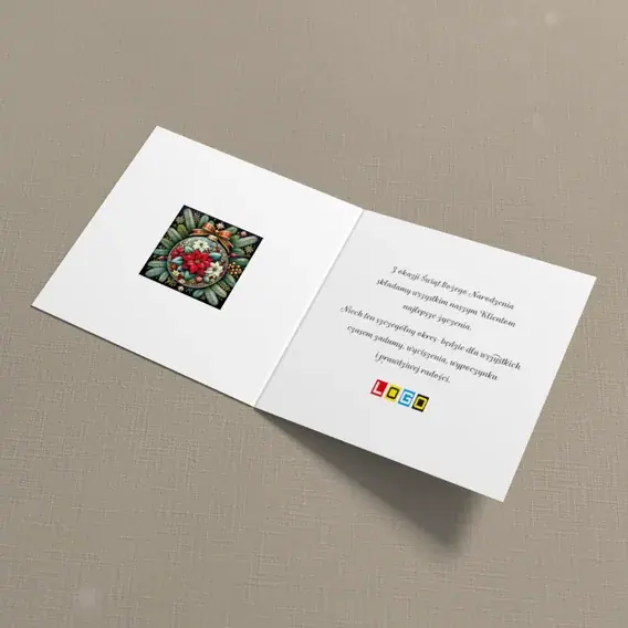 Kartka świąteczna z logo BN2-479 Kwiatowy ornament ze wstęgą, wnętrze