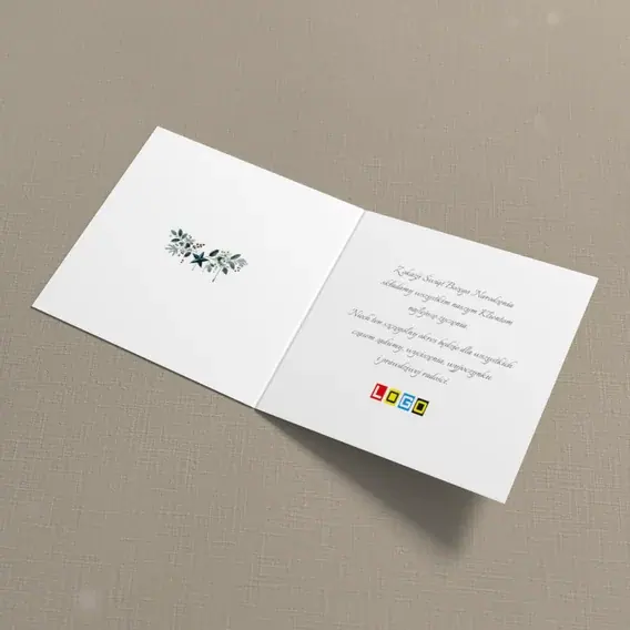 Kartka świąteczna z logo BN2-480 Jelenie w zieleni i bieli, wnętrze