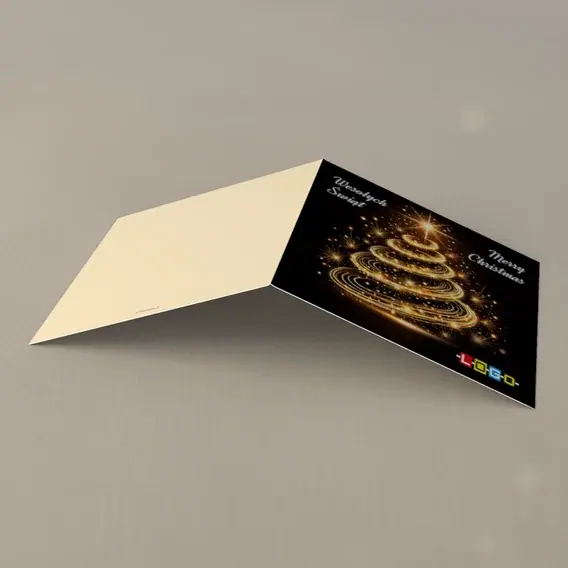Kartka świąteczna z logo BN2-483 Spirala jasnych linii w mroku, tył