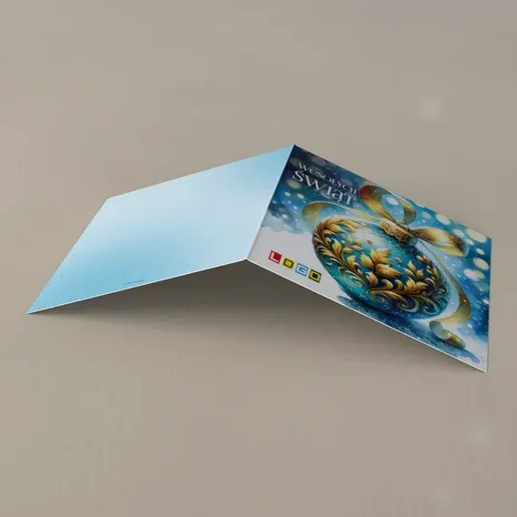 Kartka świąteczna z logo BN2-484 Misterna kula w zamieci, tył