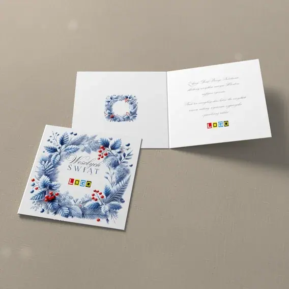 Kartka świąteczna z logo BN2-487 Okrąg z sosnowych gałązek, widok ogólny