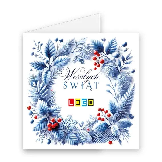 Kartka świąteczna z logo BN2-487 Okrąg z sosnowych gałązek, okładka