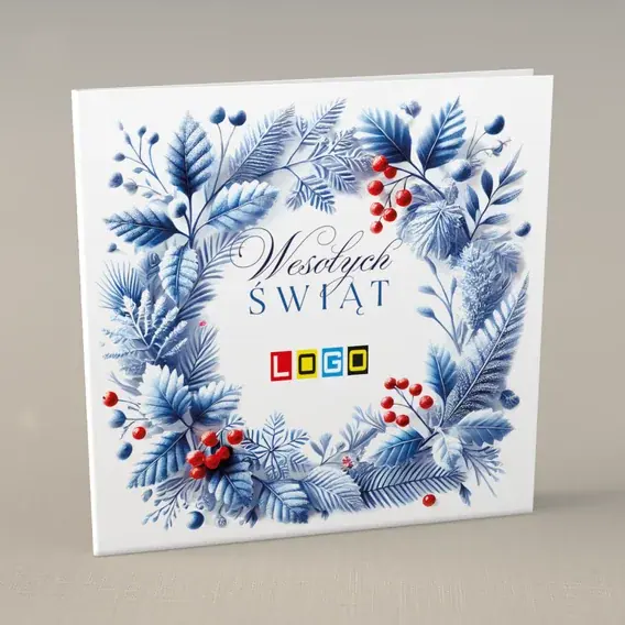 Kartka świąteczna z logo BN2-487 Okrąg z sosnowych gałązek, przód