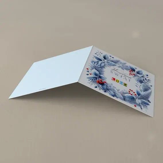 Kartka świąteczna z logo BN2-487 Okrąg z sosnowych gałązek, tył