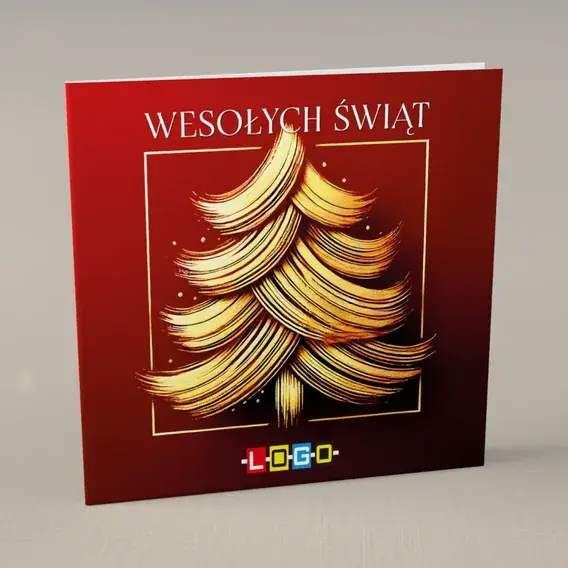 Kartka świąteczna z logo BN2-488 Ślady pędzla układają świerk, przód