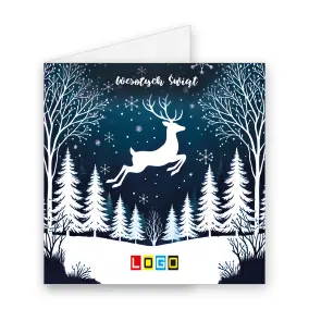 BN2-498 Biały skok nad granatowym borem · Okładka Kartka świąteczna z logo BN2-498 Biały skok nad granatowym borem, okładka