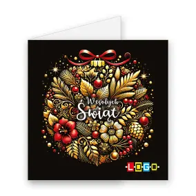 Kartka świąteczna z logo BN2-511 Girlanda liści pod kokardą, okładka