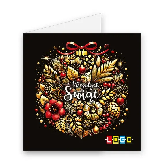 Kartka świąteczna z logo BN2-511 Girlanda liści pod kokardą, okładka