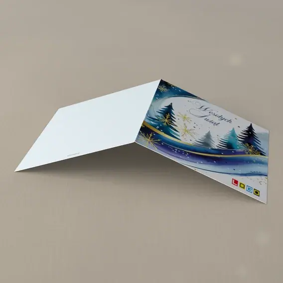 Kartka świąteczna z logo BN2-513 Szlak w błękicie między świerkami, tył