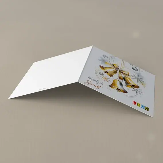Kartka świąteczna z logo BN2-515 Dzwoneczki z gałązkami w szarościach, tył