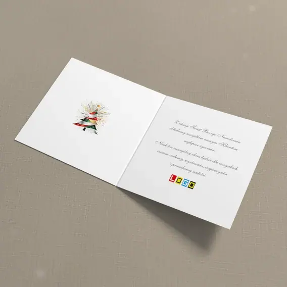 Kartka świąteczna z logo BN2-518 Pasy czerwieni tworzące świerk, wnętrze