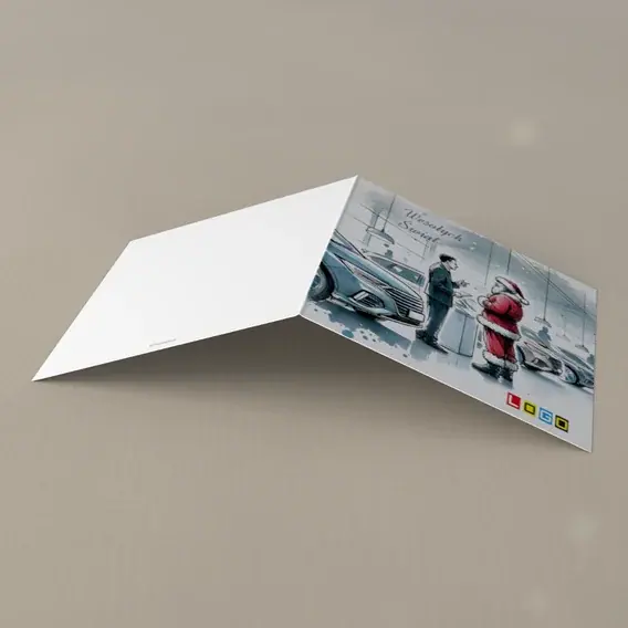 Kartka świąteczna z logo BN2-523 Szarość i czerwony akcent, tył