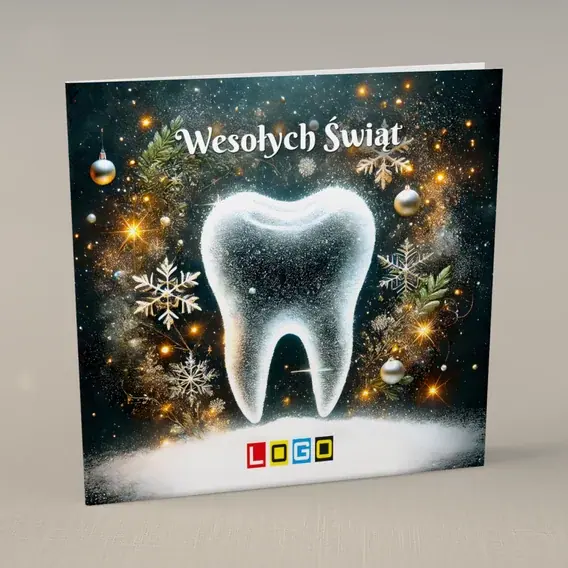 Kartka świąteczna z logo BN2-525 Ząb w zimowej poświacie, przód
