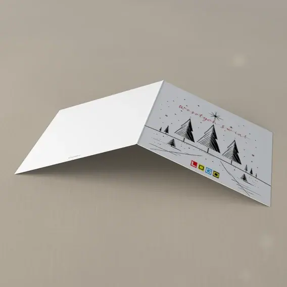 Kartka świąteczna z logo BN2-528 Czarne trójkąty i czerwień, tył