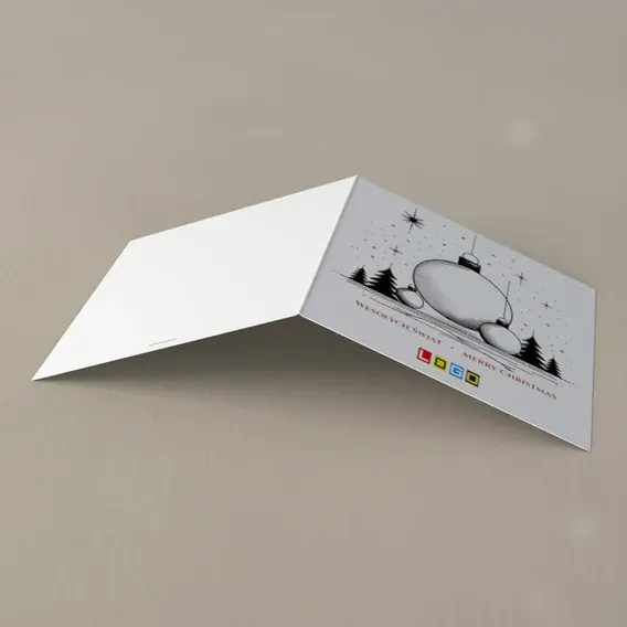Kartka świąteczna z logo BN2-529 Bombka na szarym tle, tył