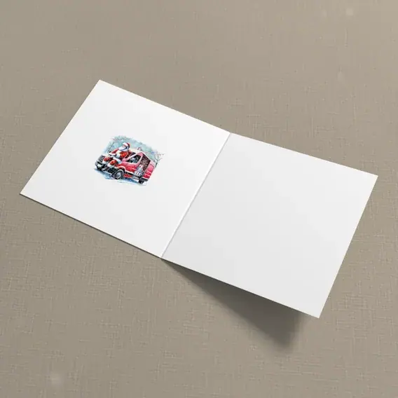 Kartka świąteczna z logo BN2-534 Van w zaspie, wnętrze