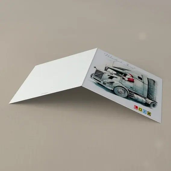 Kartka świąteczna z logo BN2-535 Pojazd pod śnieżną czapą, tył