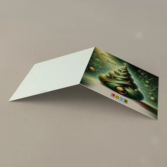 Kartka świąteczna z logo BN2-542 Choinka z kul i smug, tył