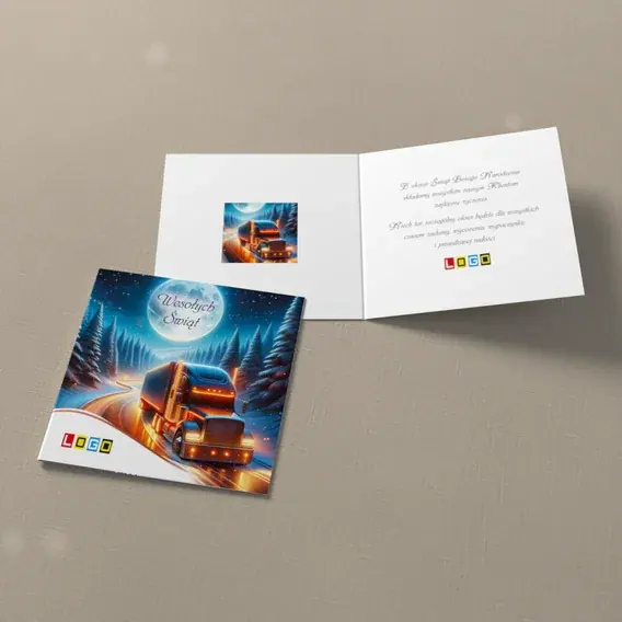 Kartka świąteczna z logo BN2-543 Nocny transport, widok ogólny