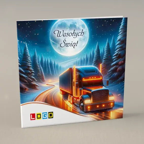 Kartka świąteczna z logo BN2-543 Nocny transport, przód