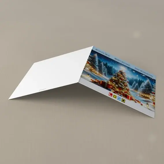 Kartka świąteczna z logo BN2-547 Dary pod granatowym lasem, tył