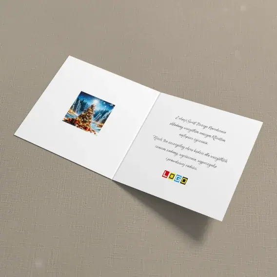 Kartka świąteczna z logo BN2-547 Dary pod granatowym lasem, wnętrze