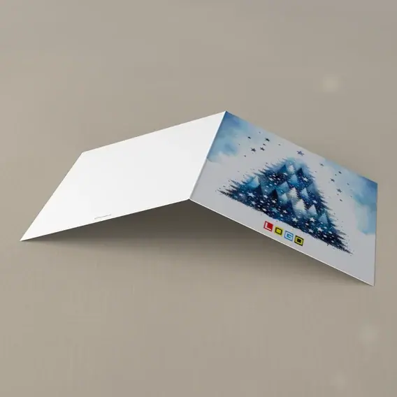 Kartka świąteczna z logo BN2-548 Drzewko z pociągnięć pędzla, tył
