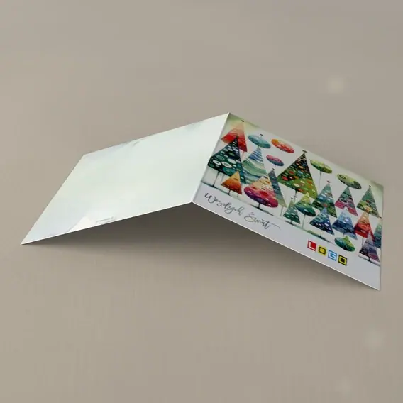 Kartka świąteczna z logo BN2-554 Choinki w pasy i groszki, tył