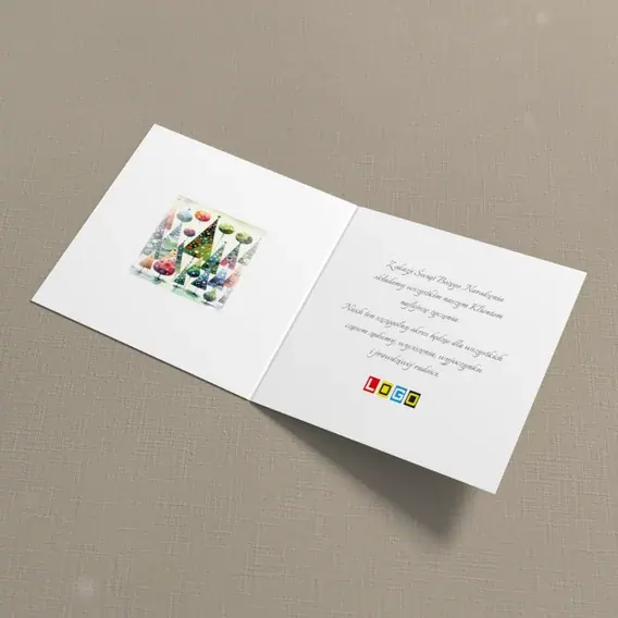 Kartka świąteczna z logo BN2-554 Choinki w pasy i groszki, wnętrze