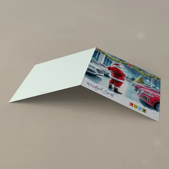 Kartka świąteczna z logo BN2-556 Limuzyny pod girlandą, tył