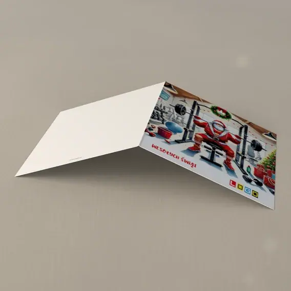 Kartka świąteczna z logo BN2-557 Święty po treningu, tył