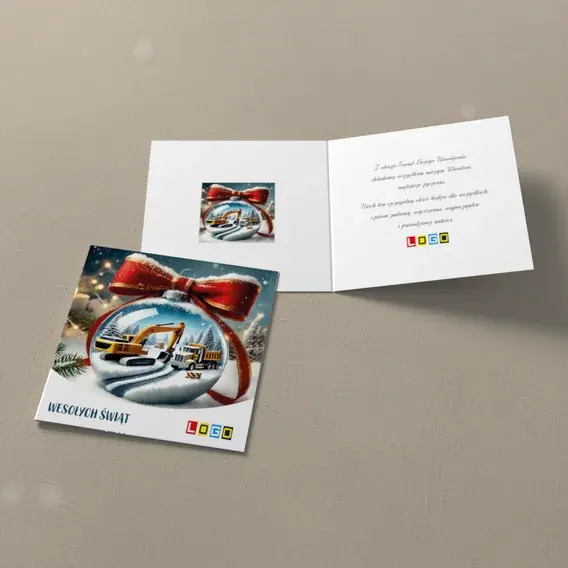 Kartka świąteczna z logo BN2-558 Okienka w szklanej kuli, widok ogólny