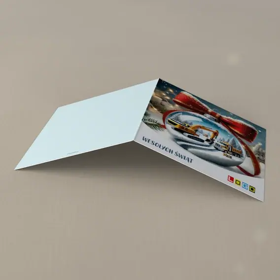 Kartka świąteczna z logo BN2-558 Okienka w szklanej kuli, tył