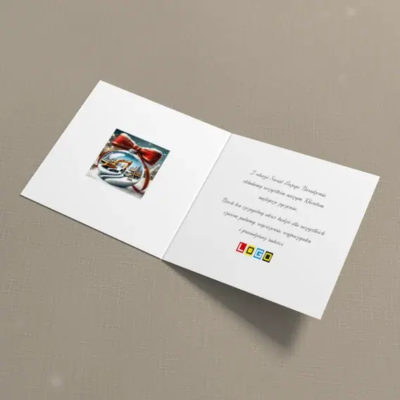 Kartka świąteczna z logo BN2-558 Okienka w szklanej kuli, wnętrze