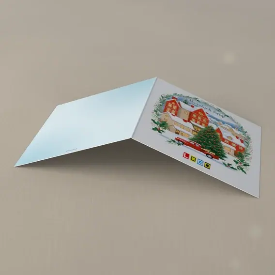 Kartka świąteczna z logo BN2-562 Jodełka na dachu autka, tył